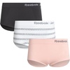 image:imageReebok Womens Briefs Underwear  3 Pack Soft Stretch Performance Tag Free Womens Underwear Seamless Brief PantiesWhite StripeLotusBlackened Pearl
