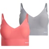 image:imageReebok Womens Everyday Bras  2 Pack or 4 Pack Soft Stretch Longline Ladies Bralettes Performance Wireless Bras for WomenBright PeachSteel Grey2pk