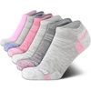 image:imageReebok Womens No Show Socks Moisture Wicking Cushioned Low Cut Socks 6 Pack  Stretch Performance Fabric Cushioned Heel and Toe Arch Support Comfort Seam Shoe Size 410GreyPink