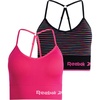 image:imageReebok Womens Sports Bras  2 Pack Padded Longline Crossback Straps  Seamless Stretch Fabric Moves with You Removable Pads Customize Coverage Comfortable Support for Everyday WearSpacedye StripePink