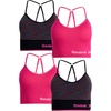 image:imageReebok Womens Sports Bras  4 Pack WireFree Longline Bralettes  Seamless Build Hugs Without Squeezing Adjustable Crossback Straps Adapt to Your Workout or Everyday RoutineSpacedyePink