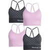 image:imageReebok Womens Sports Bras  4 Pack WireFree Longline Bralettes  Seamless Build Hugs Without Squeezing Adjustable Crossback Straps Adapt to Your Workout or Everyday RoutineBlack JacquardMauve