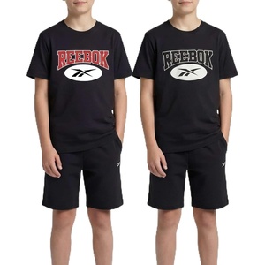 image:imageRebook 2 Pack Boys Cotton TShirts  Kids Teens Short Sleeve Crew Neck Athletic Running Basketball Tee Tops 618Solid Black  Solid Black