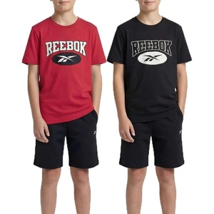 image:imageRebook 2 Pack Boys Cotton TShirts  Kids Teens Short Sleeve Crew Neck Athletic Running Basketball Tee Tops 618Solid Black  Solid Poppy Red