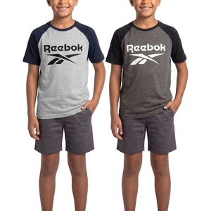 image:imageReebok 2 Pack Boys Short Sleeve Raglan Cotton Crew Neck T Shirt Athletic Baseball Tee Tops Kids Teens Youth 618Charcoal Heather  Grey Heather