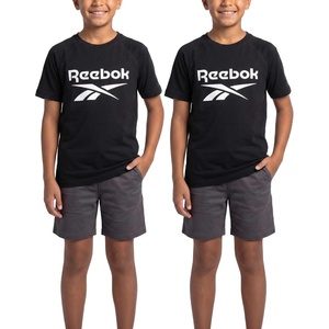 image:imageReebok 2 Pack Boys Short Sleeve Raglan Cotton Crew Neck T Shirt Athletic Baseball Tee Tops Kids Teens Youth 618Solid Black  Solid Black