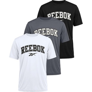 image:imageReebok 3 Pack Boys Dry Fit T Shirts Short Sleeve Athletic Active Sports Tee Shirt for Kids Teens Youth Boy Spring Size 618Solid Black  Solid Quiet Shade  Solid Bright White Reebok Logo