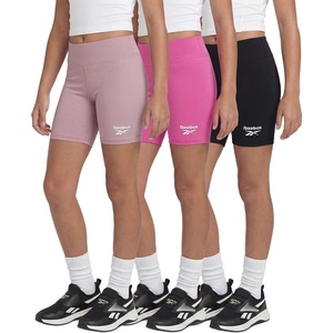 image:imageReebok 3 Pack Girls 6 Inch Bike Shorts Athletic Spandex Bikers Volleyball Soccer Dance Cheer Gymnastics Under Dress 616Solid Black  Solid Fuchsia Fedora  Solid Fragrant Lilac