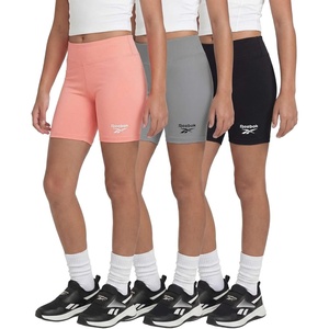 image:imageReebok 3 Pack Girls 6 Inch Bike Shorts Athletic Spandex Bikers Volleyball Soccer Dance Cheer Gymnastics Under Dress 616Solid Black  Solid Ultimate Grey  Solid Peach Bud
