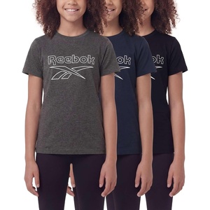 image:imageReebok 3 Pack Girls Cotton Short Sleeve Crew Neck TShirt  Kids Teens Tweens Youth Athletic Basketball Tee TopsSolid Black  Solid Navy Blazer  Charcoal Heather