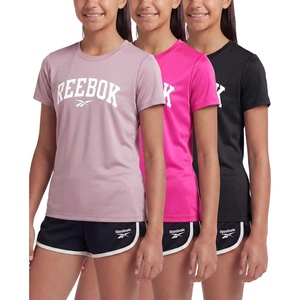 image:imageReebok 3 Pack Girls Dry Fit T Shirts Athletic Short Sleeve Sports Tops Active Tee Shirt for Kids Teens Tweens Sizes 616Solid Black  Solid Fuchsia Fedora  Solid Fragrant Lilac