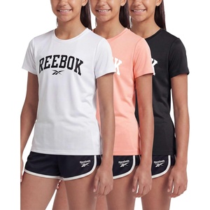 image:imageReebok 3 Pack Girls Dry Fit T Shirts Athletic Short Sleeve Sports Tops Active Tee Shirt for Kids Teens Tweens Sizes 616Solid Black  Solid Peach Bud  Solid Bright White