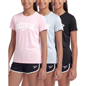 image:imageReebok 3 Pack Girls Dry Fit T Shirts Athletic Short Sleeve Sports Tops Active Tee Shirt for Kids Teens Tweens Sizes 616Solid Black  Solid Plein Air  Solid Festival Bloom