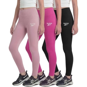 image:imageReebok 3 Pack Girls Leggings Athletic Dance Cheer Workout Pants for Kids Teens Tweens Youth Activewear Bottoms  Size 616Solid Black  Solid Fuchsia Fedora  Solid Fragrant Lilac