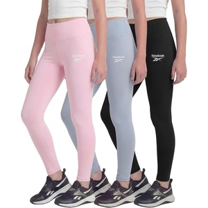 image:imageReebok 3 Pack Girls Leggings Athletic Dance Cheer Workout Pants for Kids Teens Tweens Youth Activewear Bottoms  Size 616Solid Black  Solid Plein Air  Solid Festival Bloom
