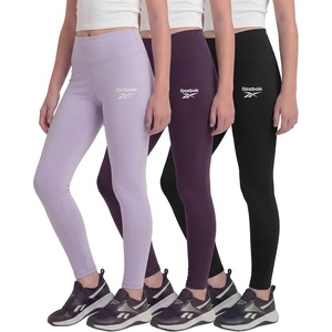 image:imageReebok 3 Pack Girls Leggings Athletic Dance Cheer Workout Pants for Kids Teens Tweens Youth Activewear Bottoms  Size 616Solid Black  Solid Plum Perfect  Solid Orchid Petal