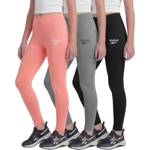 image:imageReebok 3 Pack Girls Leggings Athletic Dance Cheer Workout Pants for Kids Teens Tweens Youth Activewear Bottoms  Size 616Solid Black  Solid Ultimate Grey  Solid Peach Bud