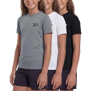 image:imageReebok 3 Pack Girls Short Sleeve Rashguard Swim Shirt UPF Sun Protection UV SPF Athletic Beach Pool Kids Teen Tween 616Solid Black  Solid Bright White  Solid Ultimate Grey
