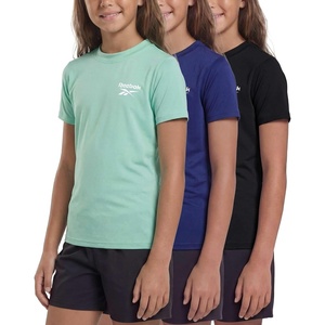 image:imageReebok 3 Pack Girls Short Sleeve Rashguard Swim Shirt UPF Sun Protection UV SPF Athletic Beach Pool Kids Teen Tween 616Solid Black  Solid Royal Blue  Solid Birds Egg Green