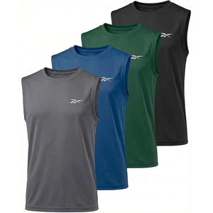 image:imageReebok 4 Pack Boys Dry Fit Active Tank Tops Athletic Sleeveless Muscle Gym Workout Shirts for Kids Teens Youth Size 6 to 18Solid Black  Solid Hunter Green  Solid Blue Iolite  Solid Quiet Shade