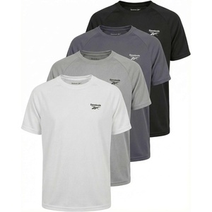 image:imageReebok 4 Pack Boys Mesh Short Sleeve Crew Neck TShirt  Athletic Misture Wicking Tops for Teens Kids amp YouthSolid Black  Solid Quiet Shade  Solid Ultimate Grey  Solid Bright White