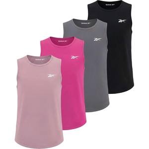 image:imageReebok 4 Pack Girls Dry Fit Athletic Tank Tops Sleeveless Dance Workout Sports Top for Kids Teens Tween Youth  Sizes 6 16Solid Black  Solid Quiet Shade  Solid Fuchsia Fedora  Solid Fragrant Lilac