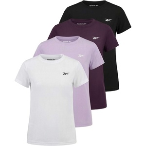 image:imageReebok 4 Pack Girls Mesh Athletic Short Sleeve T Shirts Summer Soccer Moisture Wicking Crew Neck Tops Tees Teen Youth 616Solid Black  Solid Plum Perfect  Solid Orchid Petal  Solid Bright White