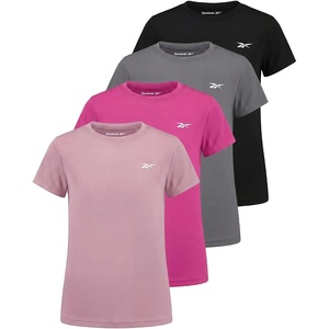 image:imageReebok 4 Pack Girls Mesh Athletic Short Sleeve T Shirts Summer Soccer Moisture Wicking Crew Neck Tops Tees Teen Youth 616Solid Black  Solid Quiet Shade  Solid Fuchsia Fedora  Solid Fragrant Lilac