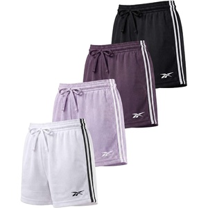 image:imageReebok 4Pack Girls Athletic Mesh Shorts with Side Taping  Volleyball Basketball Running Shorts Kids Tweens Teens YouthSolid Black  Solid Plum Perfect  Solid Orchid Petal  Solid Bright White