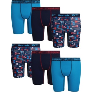 image:imageReebok Boys Underwear  6 Pack Performance Boys Boxer Briefs with Pouch  These Reebok boys boxer briefs are designed to keep active kids comfortable from school mornings to sports practice and everyMaritime Blue PrintMaritime BlueAtomic Blue