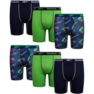 image:imageReebok Boys Underwear  6 Pack Performance Boys Boxer Briefs with Pouch  These Reebok boys boxer briefs are designed to keep active kids comfortable from school mornings to sports practice and everyMaritime BlueGreen FlashSurf the Web Print