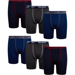 image:imageReebok Boys Underwear  6 Pack Performance Boys Boxer Briefs with Pouch  These Reebok boys boxer briefs are designed to keep active kids comfortable from school mornings to sports practice and everyDark GreyMaritime BlueBlue Depths