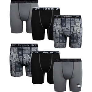 image:imageReebok Boys Underwear  6 Pack Performance Boys Boxer Briefs with Pouch  These Reebok boys boxer briefs are designed to keep active kids comfortable from school mornings to sports practice and everyMedium GreyBlackAlloy Print