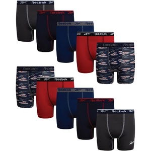 image:imageReebok Boys Underwear 10 Pack Performance MoistureWicking Boxer Briefs  Precise Youth Inseam Sizing Keeps Him Comfy Built for School Sports and Everyday PlayDark GreyMaritime BlueBlue DepthsPrintChinese Red