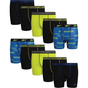 image:imageReebok Boys Underwear 10 Pack Performance MoistureWicking Boxer Briefs  Precise Youth Inseam Sizing Keeps Him Comfy Built for School Sports and Everyday PlaySurf the Web PrintBlackEvening PrimroseBlack