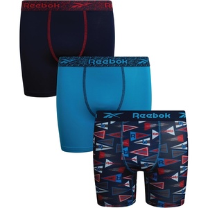 image:imageReebok Boys Underwear 3 Pack Performance MoistureWicking Boxer Briefs  Precise Youth Inseam Sizing Keeps Him Comfy Built for School Sports and Everyday PlayMaritime Blue PrintMaritime BlueAtomic Blue