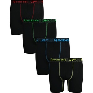 image:imageReebok Boys Underwear 4 Pack Performance MoistureWicking Boxer Briefs  Lightweight MoistureWicking Fabric Keeps Skin Dry Flexible StayPut Legs Prevent Riding Up During ActivityAll Black