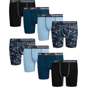 image:imageReebok Boys Underwear 8 Pack Performance MoistureWicking Boxer Briefs  Lightweight Breathable MoistureWicking Fabric Keeps Kids Cool and Dry Flexible Fit Reduces BunchingBlack PrintLight BlueBlackLegion Blue