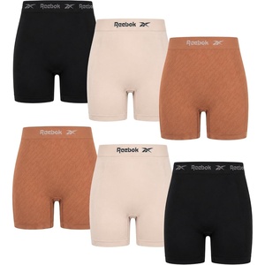 image:imageReebok Boyshort Underwear for Women  6 Pack Seamless Boy Shorts Panties for Women Sizes SXL Extended Plus Size 1X3XBrownLight PinkJet Black