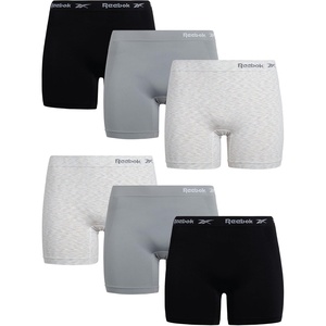 image:imageReebok Boyshort Underwear for Women  6 Pack Seamless Boy Shorts Panties for Women Sizes SXL Extended Plus Size 1X3XGrayBlackNatural Spacedye