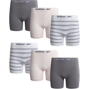 image:imageReebok Boyshort Underwear for Women  6 Pack Seamless Boy Shorts Panties for Women Sizes SXL Extended Plus Size 1X3XWhite StripesLight PinkMedium Grey