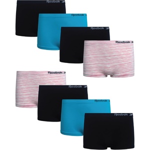 image:imageReebok Girls Boyshorts 8 Pack Performance Stretch Seamless Underwear  Soft Easy Coverage for School Play and Lounging Smooth Fit Flexes Through Sports and SleepoversScuba BlueWhite SpacedyeBlackBlack