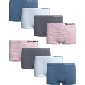 image:imageReebok Girls Boyshorts 8 Pack Performance Stretch Seamless Underwear  Soft Easy Coverage for School Play and Lounging Smooth Fit Flexes Through Sports and SleepoversSteel GreyFaded DenimWhiteWhite Spacedye