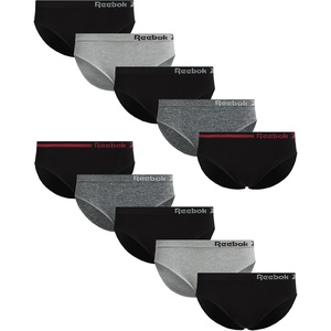 image:imageReebok Womens Bikini Underwear  10 Pack Soft Stretch Seamless Panties  Smooth Feel Stays Comfortable All Day Relaxed Waistband Sits Gently on the Hips Without Digging inBlackCharcoalBlackLight GreyBlack