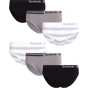 image:imageReebok Womens Bikini Underwear  6 Pack Soft Stretch Seamless Panties  Smooth Feel Stays Comfortable All Day Relaxed Waistband Sits Gently on the Hips Without Digging inSharkskinWhite StripeBlack