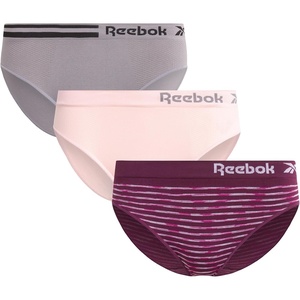 image:imageReebok Womens Bikini Underwear 3 Pack Soft Stretch Seamless Panties  Smooth Feel Stays Comfortable All Day Relaxed Waistband Sits Gently on the Hips Without Digging inGrapewine SpacedyeLotusSharkskin