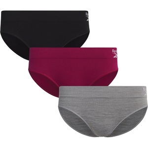 image:imageReebok Womens Bikini Underwear 3 Pack Soft Stretch Seamless Panties  Smooth Feel Stays Comfortable All Day Relaxed Waistband Sits Gently on the Hips Without Digging inGreyRedBlack