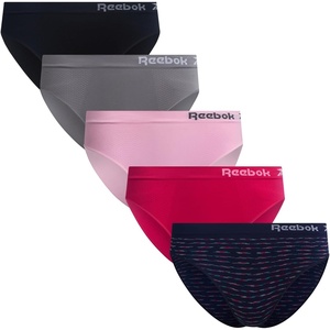 image:imageReebok Womens Bikini Underwear 5 Pack Soft Stretch Seamless Underwear  NextLevel Softness from Breathable Nylon Spandex Flattering LowRise Silhouette Flatters Natural CurvesBlackVibrant PinkSharkskinSoft PinkScuba Blue Spacedye Stripe