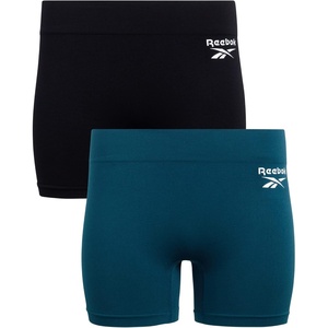 image:imageReebok Womens Boyshorts  2 Pack Seamless Stretch 4 Inseam Tagless  StayPut Design Moves with You Flexible 4Way Flexible Fabric Eliminates Lines and Everyday DiscomfortDeep TealBlack