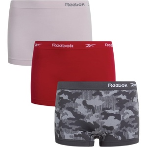 image:imageReebok Womens Boyshorts  3 Pack Seamless Performance Stretch Underwear Panties for Women 3 InseamBlack JacquardRedSoft Pink